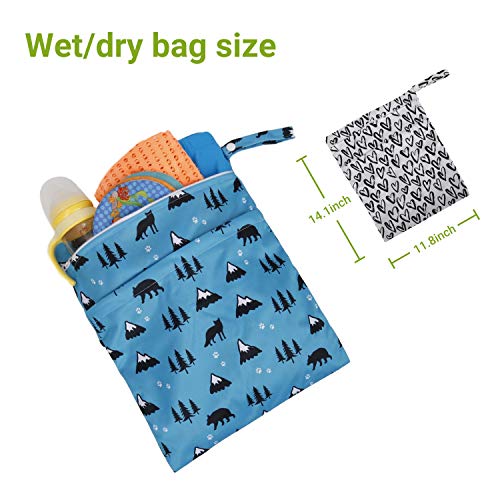 TRENSOM Wet Dry Bag for Breast Pump Parts Waterproof Reusable bags with Two Zippered Pockets Heart Cactus Wet Bag for Cloth Diapers Travel Beach Pool Yoga Gym Bag for Swimsuits Wet Clothes 2 pcs