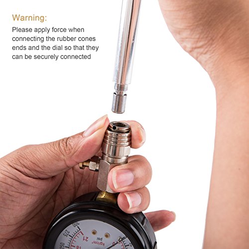 Auto Piston Spark Plug Compression Tester Kit | Automotive Fuel Petrol Gas Engine Motor Cylinder Pressure Gauge for Vehicle Marine Motorcycle ATV UTV Snowmobile Boat - Thumbnail 6