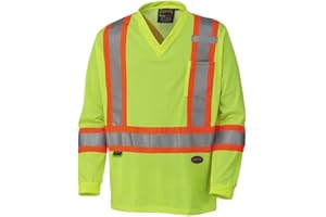 Pioneer Hi Vis Quick-Dry Work Safety Long Sleeve Shirt for Men - for Construction - Cooling Moisture-Wicking Mesh - Yellow