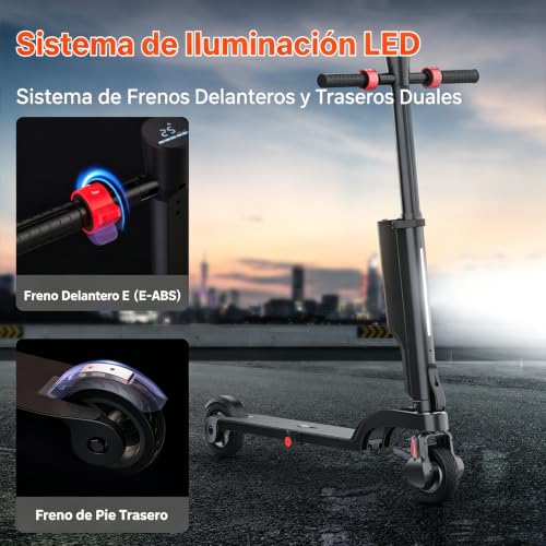 HX X6 Patinete Eléctrico para Adultos,4 Pliegues Commuting Urbano, el Portátil de los Scooter, Motor 350W y Batería Extraíble, Autonomía 20-40km, Doble Freno, E-Scooter para Jóvenes y Adultos