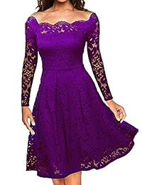 Vestido de cóctel para mujer, estilo vintage, floral, de encaje, formal, para cualquier tamaño grande, con cuello de barco, para bodas