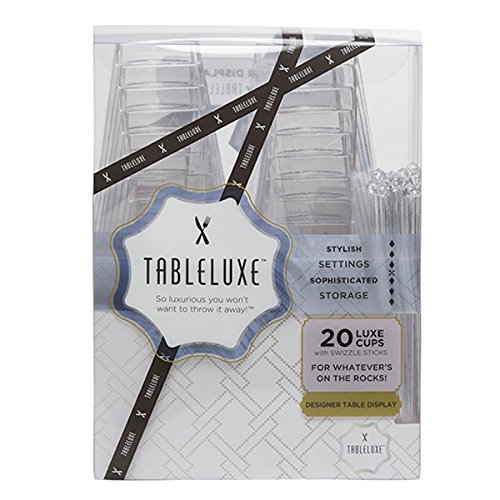 WNA 20 Piece Tableluxe Cups with Swizzle Sticks, Clear