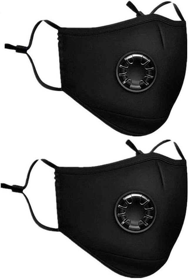 Kauneus Safety Fashion Protective Face Mäsks, Unisex Anti Dust Pollution Cotton Mouth Mäsks, Washable, Reusable Mäsks (Black, 2 PCS)