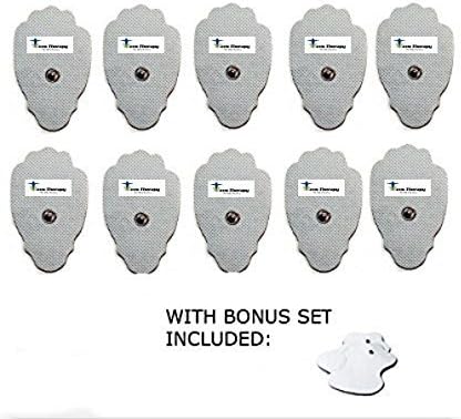 Tens Therapy(TM) 10 Pcs Quality Reusable, Self-adhesive Gel Snap on Massage Pads with High Conductivity Inc. Bonus 2 Pcs Reusable Pads