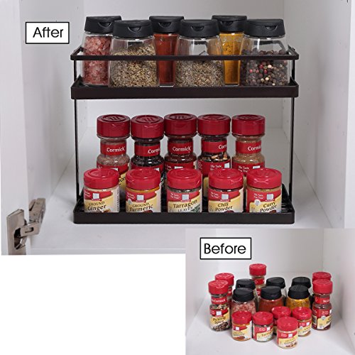 2-Tier Standing Spice Rack GONGSHI Kitchen Cabinet Storage Organizer - Thumbnail 5