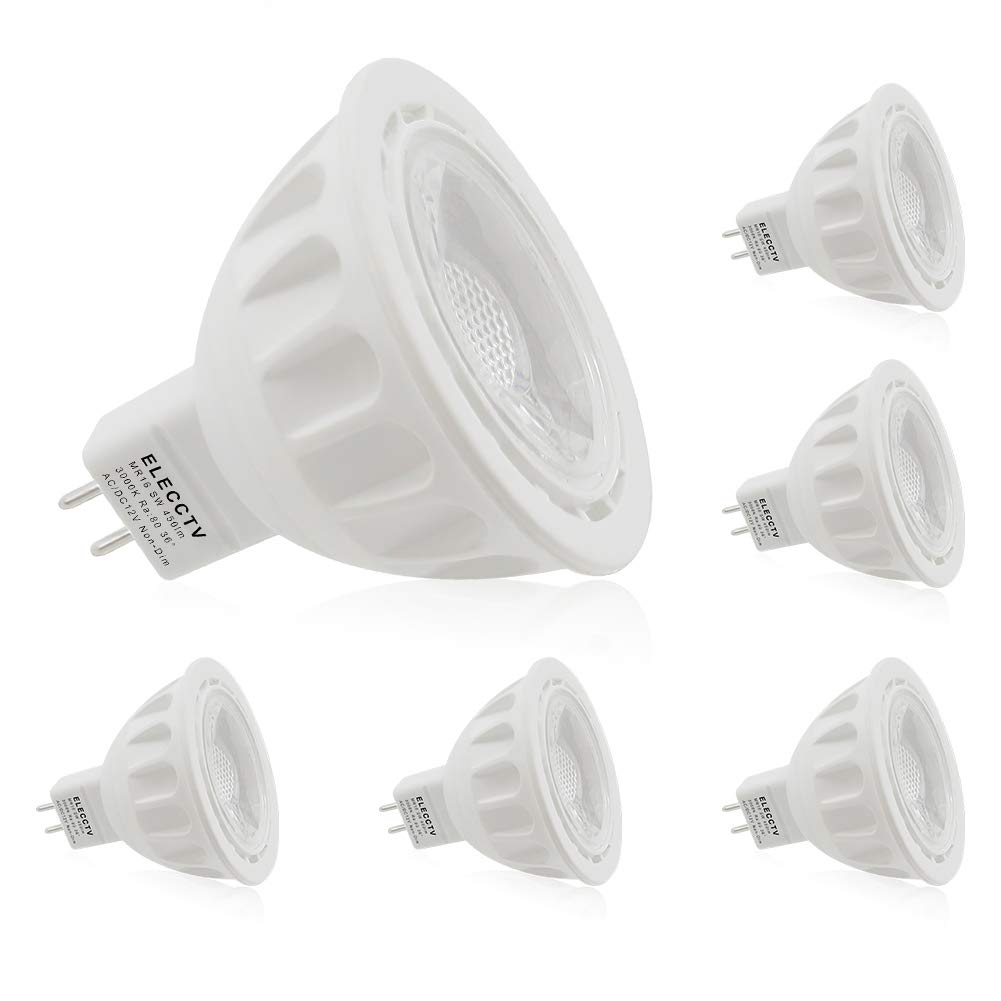 ELECCTV LED Bulbs 5W 420lm 3000K Warm White 38° Beam Angle Non-Dimmable MR16 LED Spotlights 50W Halogen Bulbs Equivalent, Pack of 6