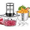 Kitchen in the box Food Processors,Small Meat Grinder & Food Chopper Electric Vegetable Chopper with 2 Bowls (8 Cup+8 Cup)& 2 Bi-Level Blades for Meat/fish/Vegetable/Baby Food (Black,8cup+8cup)