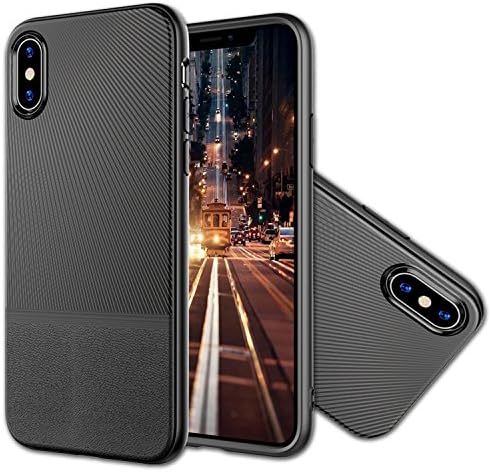 iPhone X Case, Amextrian [Wireless Charging Support] Lightweight Carbon Fiber Scratch Resistant [Shock Absorption] Soft TPU Case For iPhone X [BLACK]
