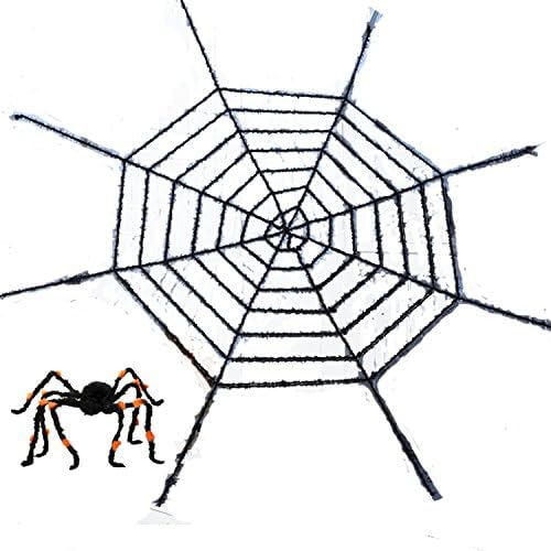 Halloween House Decor Kit Spider Motion Activated with Red LED Eyes &amp; 90 inch Spiderweb