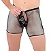 IWEMEK Mens Mesh Sheer Boxer Briefs Underwear See Through Fishnet Shorts Open Front Pouch Breathable Underpants Black