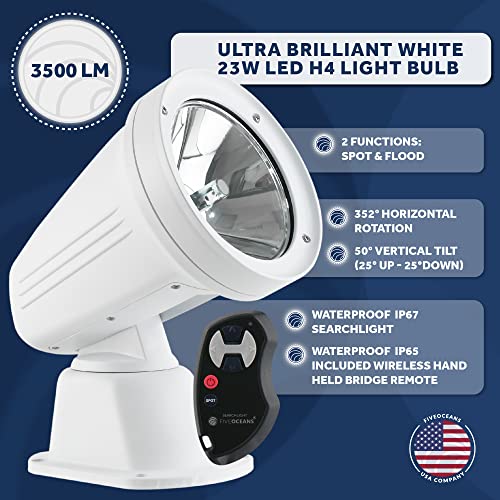 Five Oceans Boat Spotlight, Marine Spotlights For Boats, LED Wireless