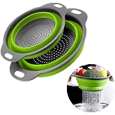 2 Pack Collapsible Colander Set, Emptycolor Foldable Collapsible Strainers for Kitchen, Small Round Colander with Base and Handles for Pasta, Fruit, Vegetables &ndash; Space-Saving Kitchen Strainer Baskets