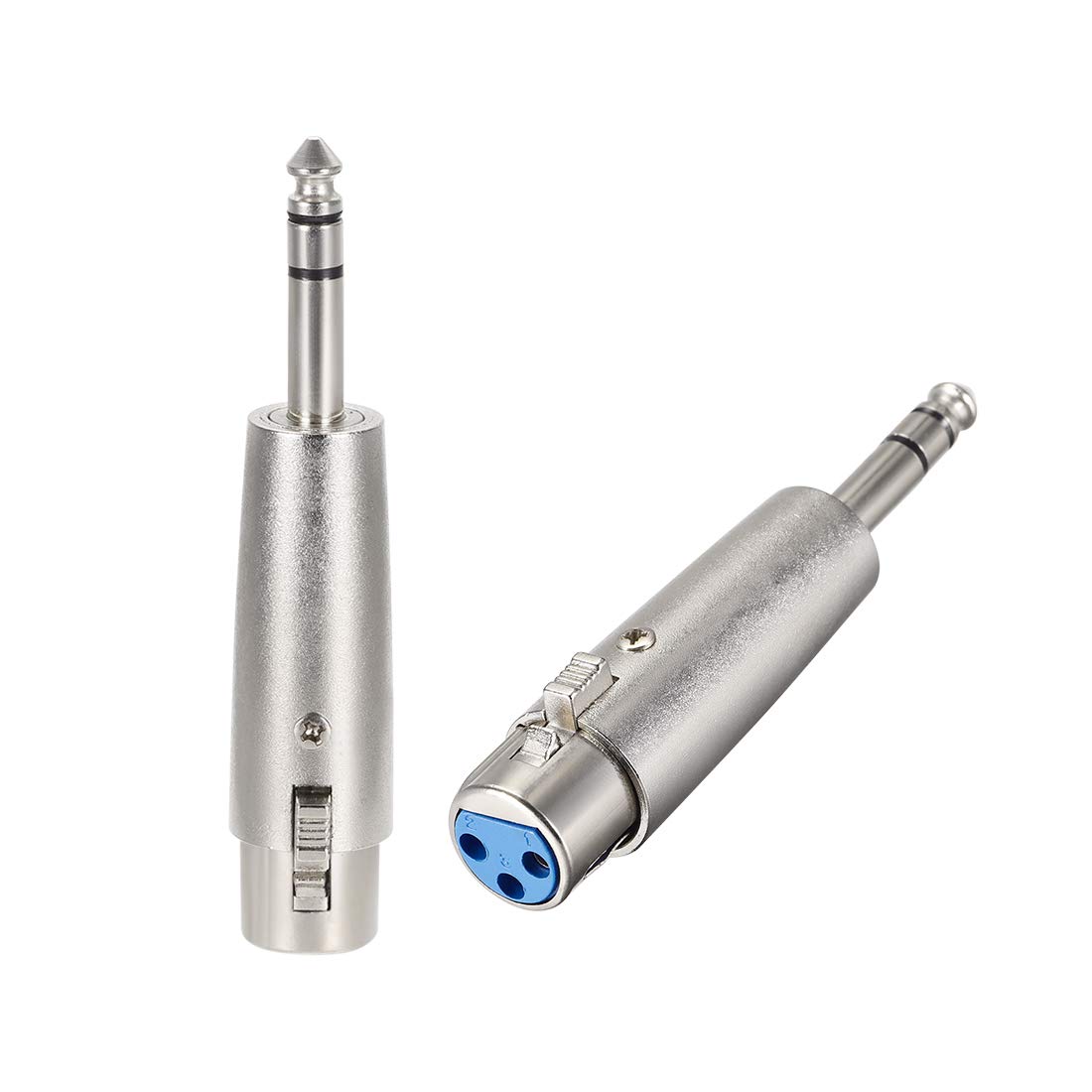 sourcing map XLR Female to 1/4" Male TRS Adapter,Gender Changer - XLR-F to 6.35mm Stereo Coupler Adapters,Stereo Plug In Balanced Audio Connector,Mic Plug 2pcs
