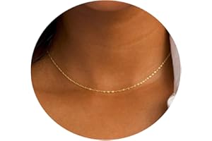 Mauzew 18K Gold Plated Necklaces for Women Simple Satellite Beaded Choker Necklaces Dainty Gold Coin Disc Chain Minimalist La