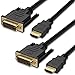HDMI to DVI Cable (6 FT - 2 Pack), Fosmon DVI-D to HDMI Cord Bi-Directional Gold Plated High Speed HDMI (Type A) to DVI for HDTV, Apple TV, Smart TV, PS3/PS4, Xbox One X/One S/360, Wii U