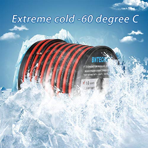 BNTECHGO 10 Gauge Flexible 2 Conductor Parallel Silicone Wire Spool Red
