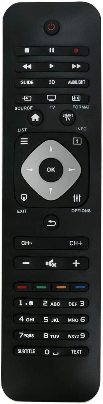 ALLIMITY 242254990477 Remote Control Replace fit for Philips 3D TV 32PFL6007T/12 32PFL6008T/60 42PFL6067K/12 42PFL6067T/12 47PFL6007T/60 47PFL6057H/12 47PFL6907H/12 47PFL6907K/12 47PFL6907T/12