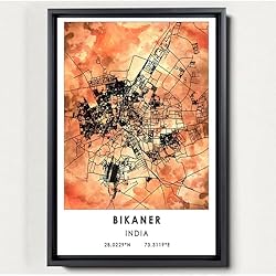 Bikaner Map Poster, India Map Art Poster, Map Decor
