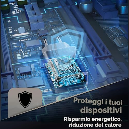 Caricabatterie da rete con tecnologia GAN 30W - 2 porte USB-C e USB-A - ricarica rapida - formato compatto - nero
