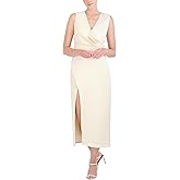 BCBGMAXAZRIA Women's Sleeveless Surplice Neck Satin Maxi Dress