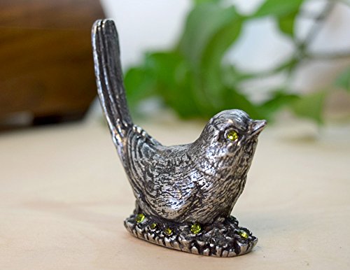 Cast American Pewter Nesting Bird Ring Holder with Swarovski Crystals