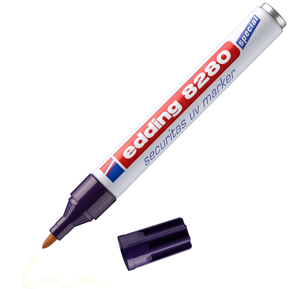 edding 8280 Securitas UV Marker - Colourless - 1 Pen - Bullet Tip 1.5-3 mm - Black Light Marker - for Hidden Marking of Almost All Materials - Invisible Writing, Secret Pen, Geocaching