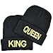 Couple Matching King & Queen Warm Stylish Beanie Hat Valentine's Day Gifts for Him (Golden Letter)