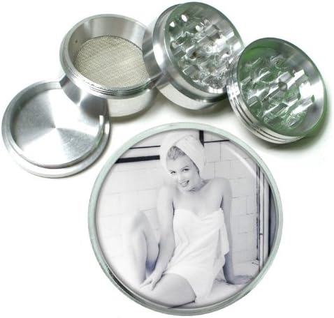 63mm 2.5" 4 Pc Aluminum Sifter Magnetic Herb Grinder Marilyn Monroe Design-088