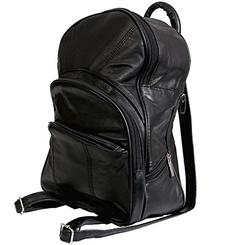 Hot Leathers 18554 Black 9" x 12" x 4" Genuine Leather Mini Backpack