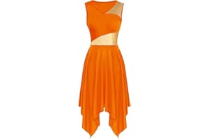 ELLYDOOR Praise Dance Overlay Tunics Women Sleeveless Liturgical Church Dance Dress Irregular Flowy Lyrical Dancewear