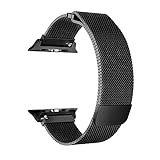 BRG Compatible with Apple Watch Band 42mm 44mm, Stainless Steel Mesh Milanese Loop Replacement for iWatch Band Compatible with Apple Watch Series 4 (44mm) 3 2 1 (42mm) Black
