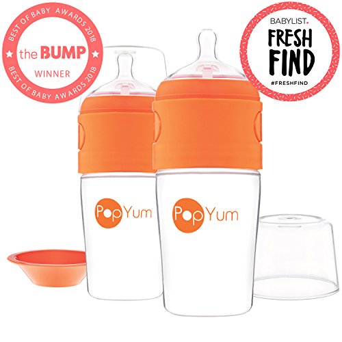 PopYum 9 oz Anti-Colic Formula Making/Mixing / Dispenser Baby Bottles, 2-Pack