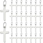 CRAFTYMELODY 40Pcs Cross Charms Brass Cross Pendants Crucifix Pendants Metal Dangle Charms with Jump Ring for DIY Necklace Bracelet Earrings Jewelry Making Gift 13.5x7x0.8mm
