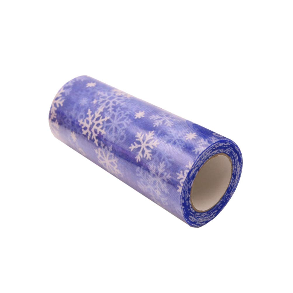 Christmas Snowflake Organza Ribbon, 15cm x 10 Metres Glitter Sheer Ribbon for Wrapping, Tree Ornaments, Bow Making & Party Decor (Purple)