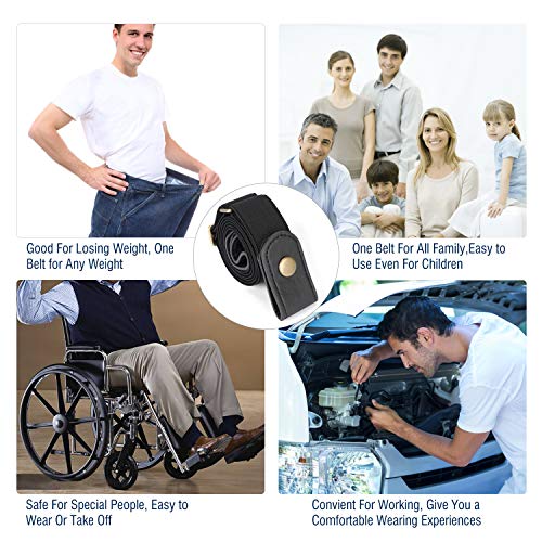 No Buckle Stretch No Show Belt for Men 1.38 inches Wide, Buckless Invisible Elastic Belt for Jeans Pants by WHIPPY Large