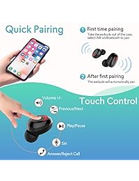 Bluetooth Headphones, IPX7 Waterproof Wireless Headphones with 3D Stereo Sound Deep Bass, 120 Playtime CVC8.0 True Wireless Earbuds with Mic, Stereo  s, Touch Control & Charging Case