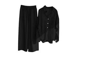 Lmdudan Women's Cotton Linen Two Piece Work Suits Summer Ladies Oversized Tops and Pants Sets Dressy Casual Solid Outfits