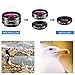 ZPTONE Cell Phone Camera Lens 5 in 1 Clip On Camera Lens Kit 198°Fisheye Lens + 0.63X Wide Angle Lens + 15X Macro Lens + 2X Telephoto Lens + CPL Lens Cell Phone Lens for Most iPhone, Android Phones