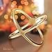 WISTIC Gold Plated Criss Cross Ring for Women, 14K Gold Plated X Ring, Dainty Non-Tarnish Infinity Ring, Cute Daily Fashion Statement Jewelry, Size 9
