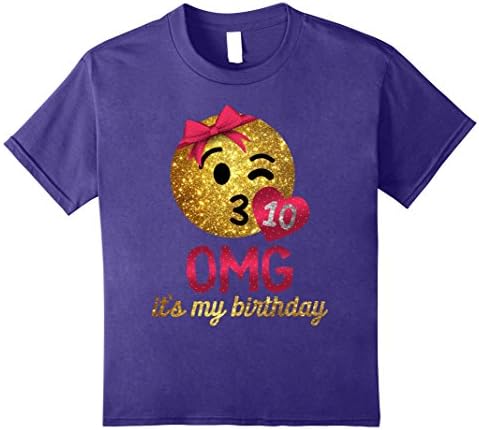 Kids OMG It's My Birthday Emoji Shirt - Girls 10th Birthday Shirt 12 Purple