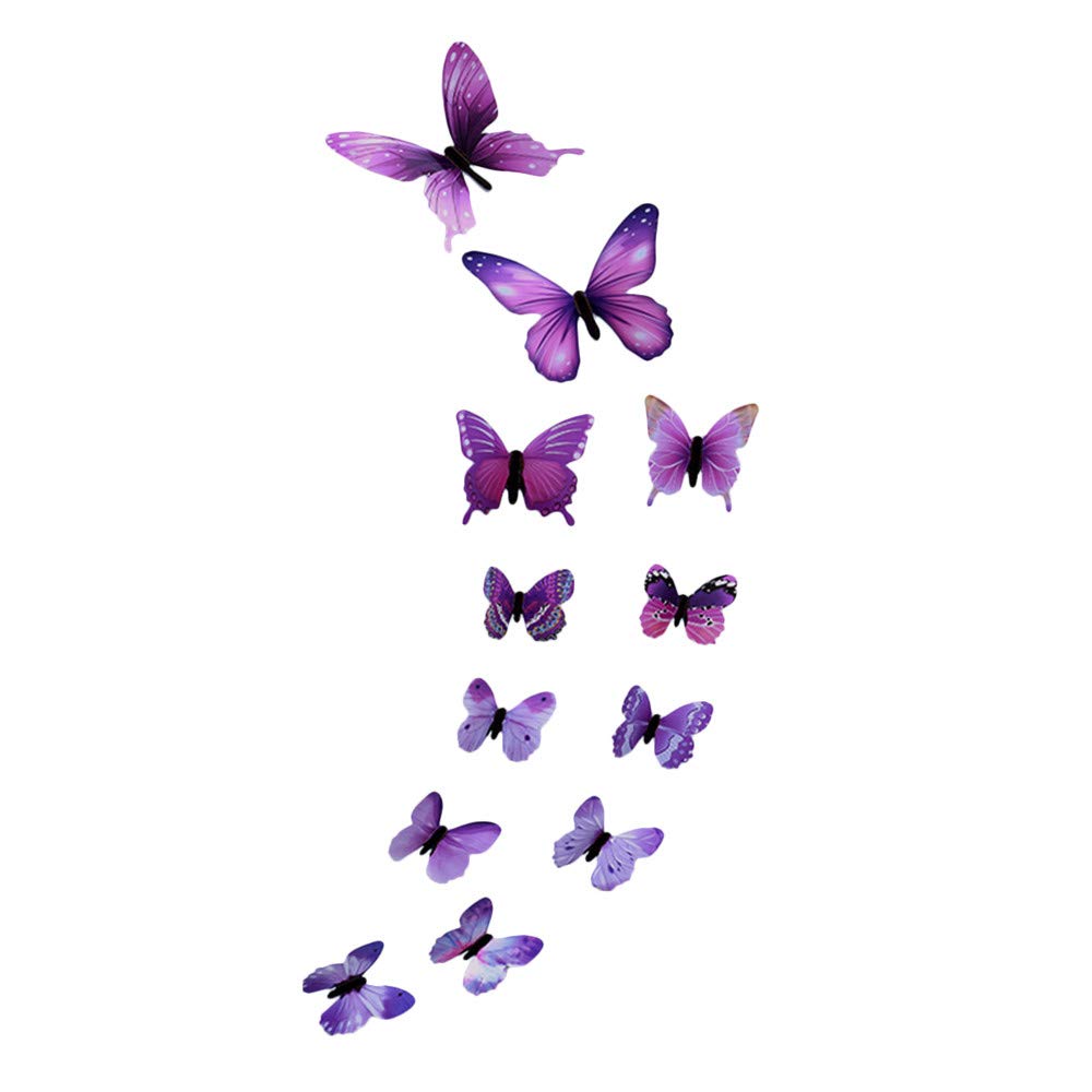 Aoukey 12 PCS 3D Luminous Butterfly Wall Stickers Decorations,Butterfly Wall Decals Removable Decor Home Room Bedroom