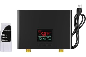 ANTUONY Tankless Water Heater Electric with Remote, On Demand Under Sink Hot Water Heater Electric 110V with LED Display - Automatic Control System - Fault Self-Test Function (3000W Pure Black, Pure Black)
