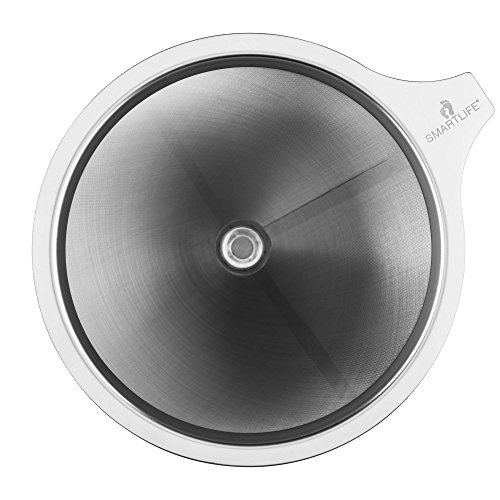 SmartLife 18/8 Stainless Steel Reusable Cone Coffee Filter with Cup Stand and Measuring Spoon