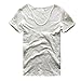 Zecmos Mens V Neck T-Shirt Slim-fit Man Tee Top White XL