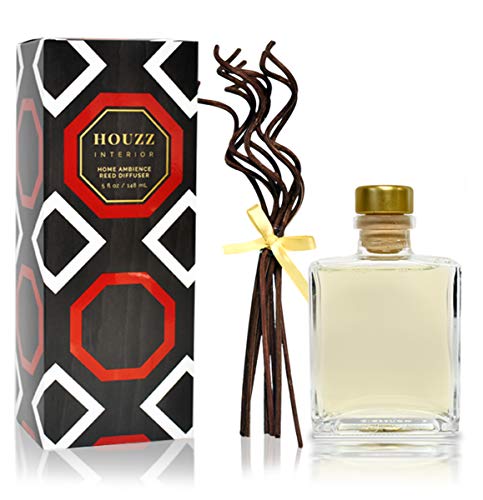 HOUZZ Interior Reed Diffuser Sticks Bergamot Woods Room Fragrance - Woodsy Bergamot Leaves & Cyprus - Made with Natural Essential Oils - No Sulfates or Parabens - Home Gift Idea - Made in The USA