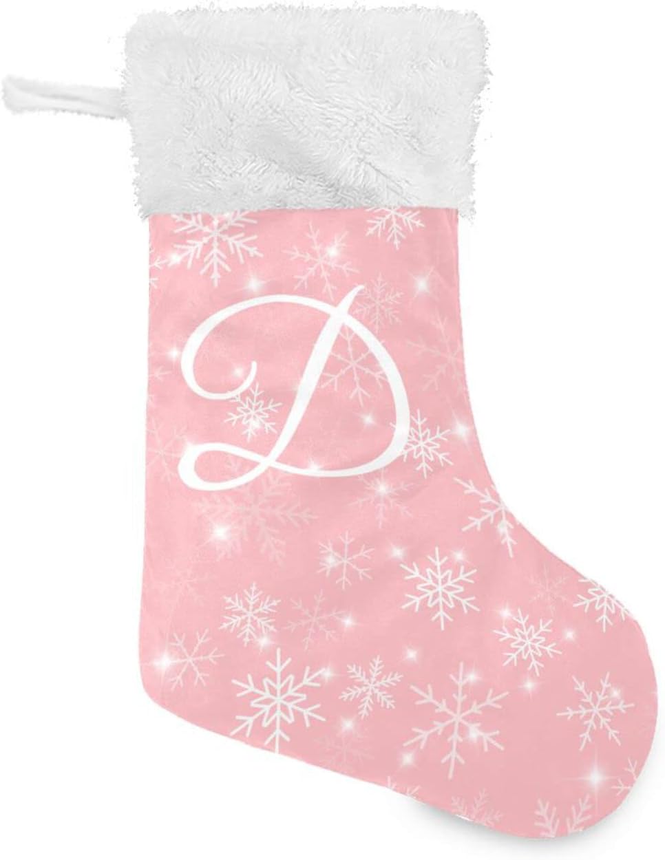 Stockings & Holders - DOMIKING Letter D Pink Large Christmas Stockings 1 Pack 17.1 Inches Fireplace Hanging Stocking Ornaments Xmas Decoration for Pets Kids Baby