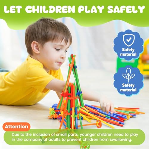 1000 Pieces Construction Straws and Connectors Toys, Fort Building Toys for Kids, STEM Creative Building Games for Boys and Girls Ages 4 5 6 7 8 Years Old