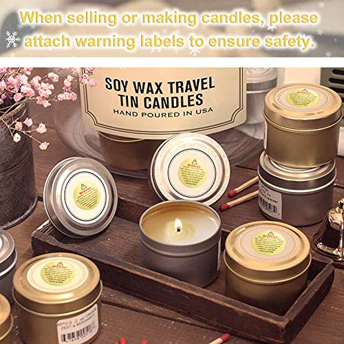 SANNIX 400 Pieces Candle Warning Labels, 1.2 Inch Candle Jar Container