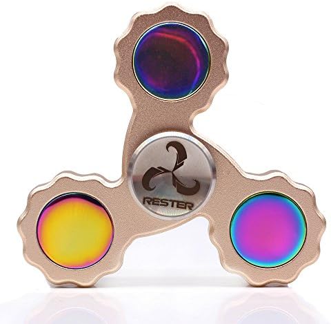 RESTER Hybird Tri Hand Spinner Fidget Toy with Ceramic Stainless Steel Bearings For ADHD, Relieve-Anxiety,Quitting Bad Habits--Last 2 To 5 Mins【Gold】