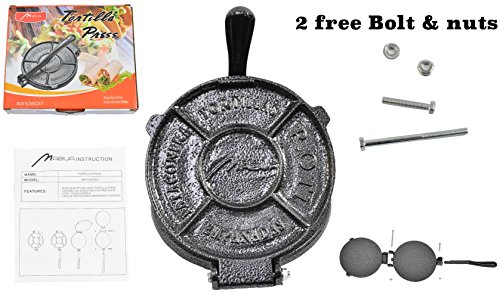 FLASH SALE! 7.5 Inches Cast Iron Tortilla Empanadas Roti Pataconera press maker, 2 Free Screws and bolts parts Included. FREE REPLACEMENT, IF DAMAGED.